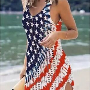 Patriotic Star and Stripe Crochet Cover-Up